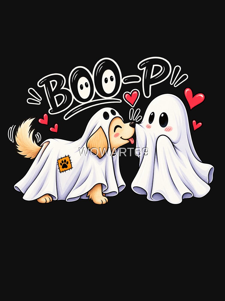 Boo-p Ghost Dog Comfort Colors T-Shirt, Funny Halloween Dog Mom Shirt, kawaii design by WOWART69