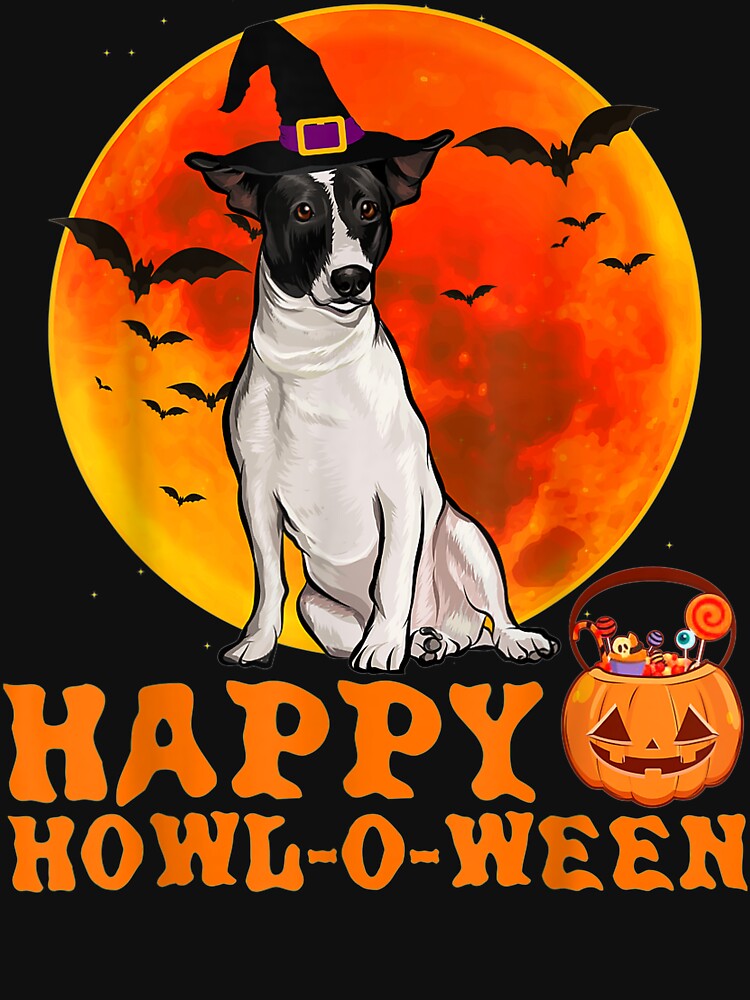 Funny Rat Terrier Dog Halloween Happy Howl-O-Ween by JWArtStudio