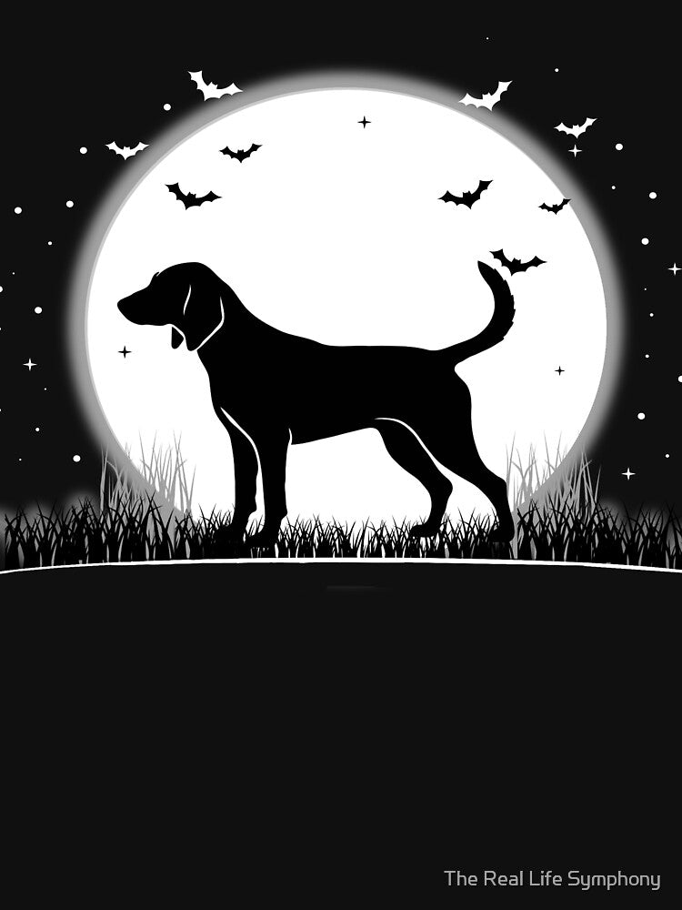 English Foxhound Dog – Halloween Moon Silhouette by The Real Life Symphony