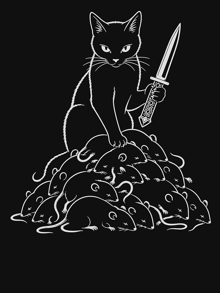 funny cat with knife and mice scary Halloween costume by Kladhadredo