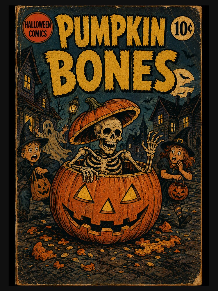 Vintage Halloween Cover Art: Skeleton Pumpkin Prank by bapupa