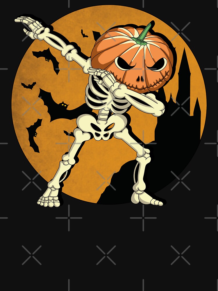Dabbing Skeleton Pumpkin Halloween Custome Moon Light Gift by SaliDesigner