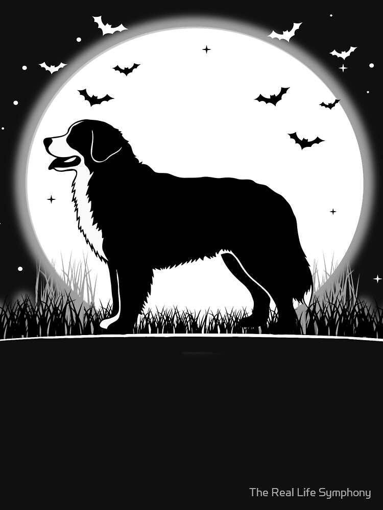 Bernese Mountain Dog – Halloween Moon Silhouette by The Real Life Symphony