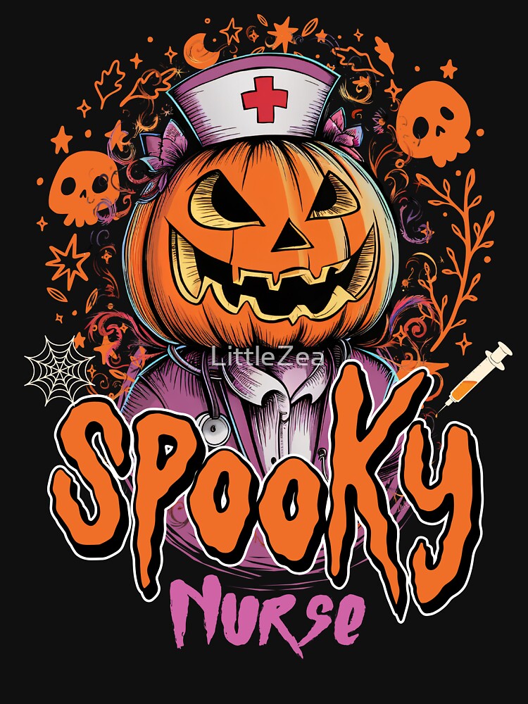 Funny Nurse Retro Halloween Spooky Nurse Women Men Halloween Costume Fall Nursing Halloween Party by LittleZea