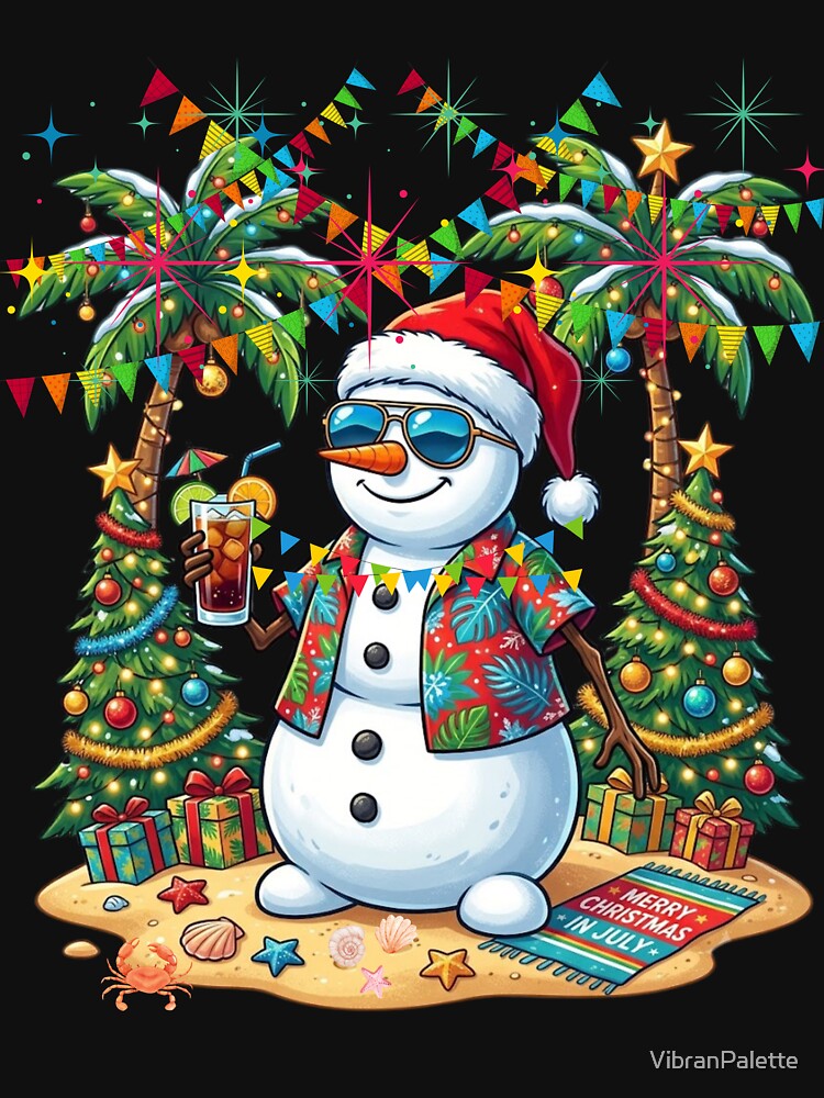 Christmas in July Snowman Beach Vacation Tropical Summer by VibranPalette
