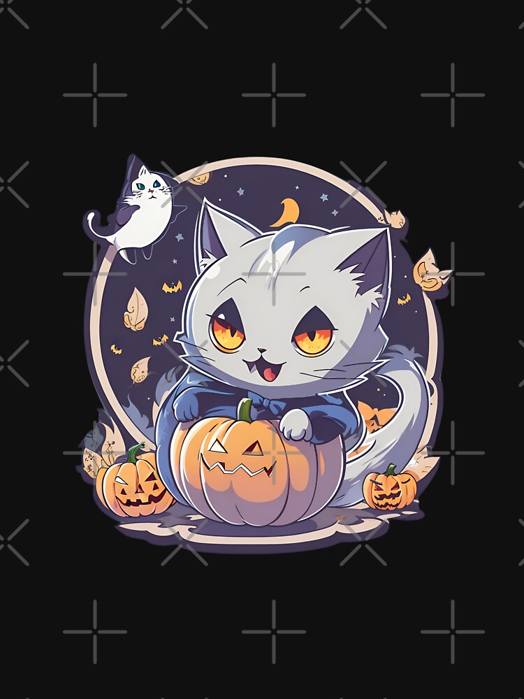 Spooky Cat Halloween T-Shirts - Embrace the Frighteningly Fun Look! by Watchara Aekcheen