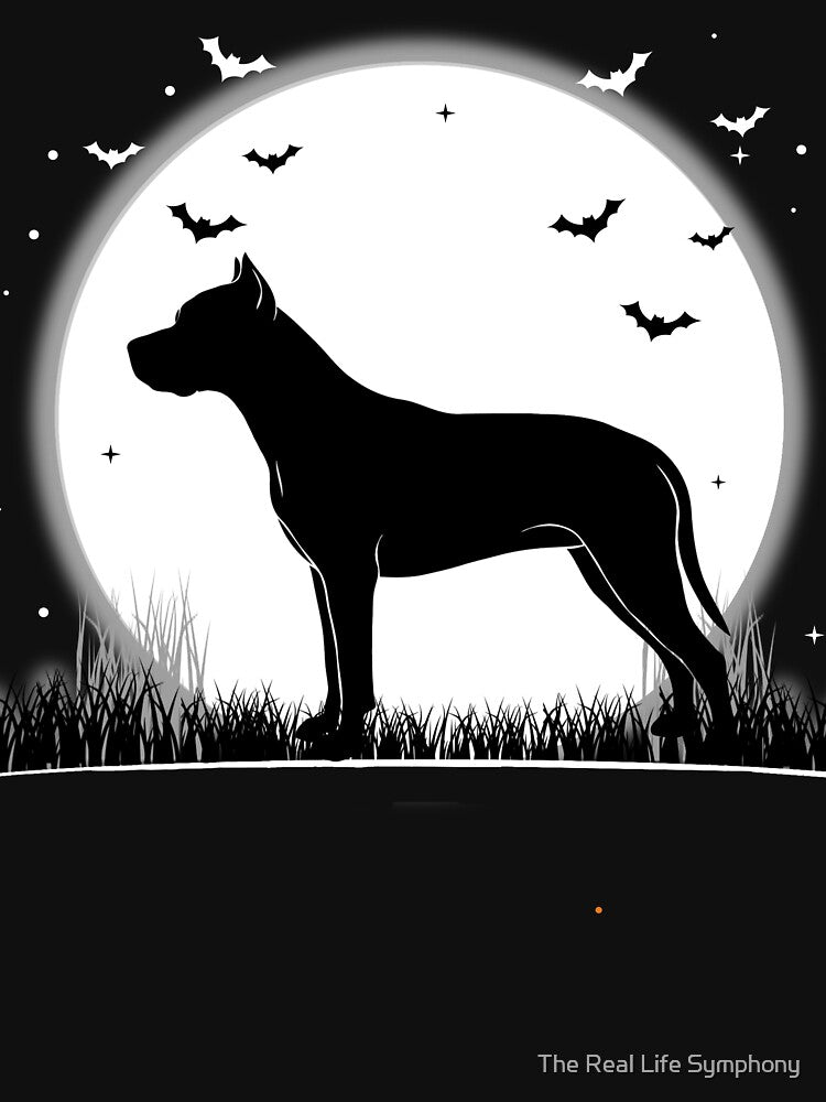Dogo Argentino Dog – Halloween Moon Silhouette by The Real Life Symphony