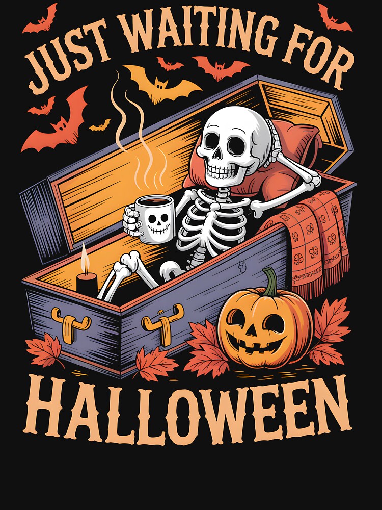Just Waiting for Halloween Skeleton Pumpkin Spooky Countdown Halloween Party by DIT-Artis