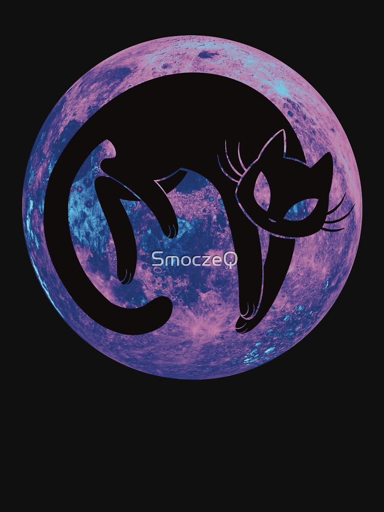 Cat  And Moon (pink/cyan/navy blue) by SmoczeQ