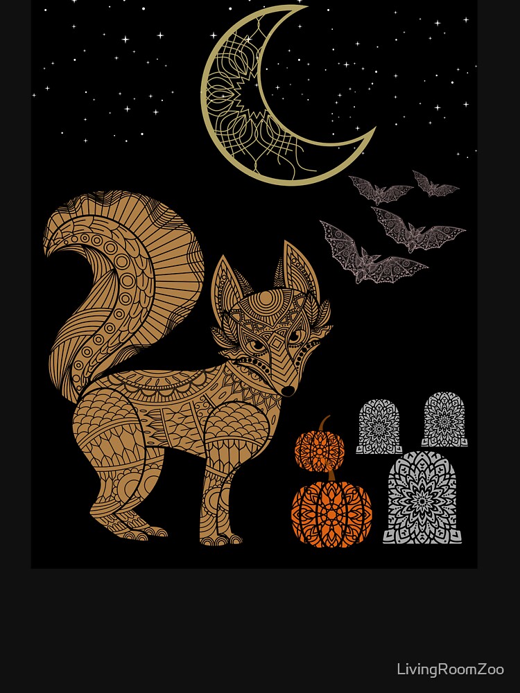 Halloween Mandala Spooky Spiritual Fox by LivingRoomZoo