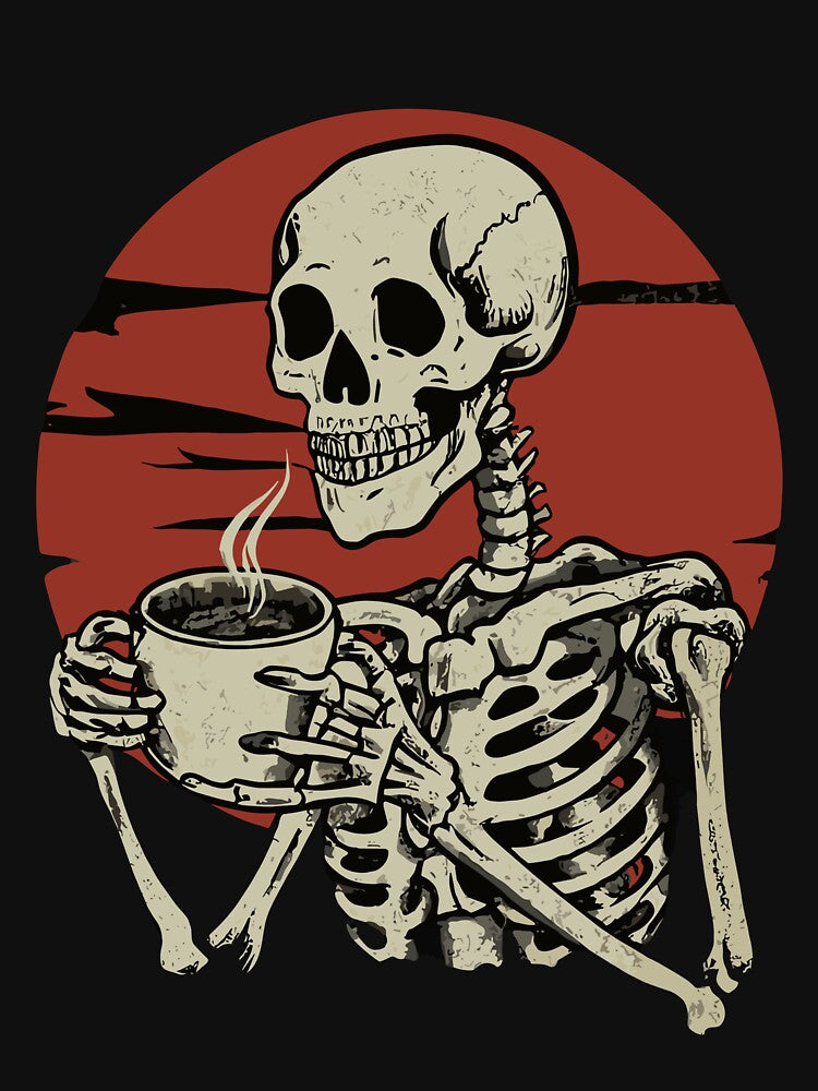 Funny Skeleton Drinking Some Coffee by babelshirt