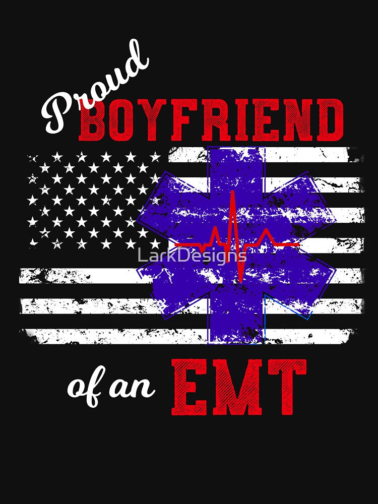 Proud Boyfriend of an EMT Paramedic Distressed Flag by LarkDesigns