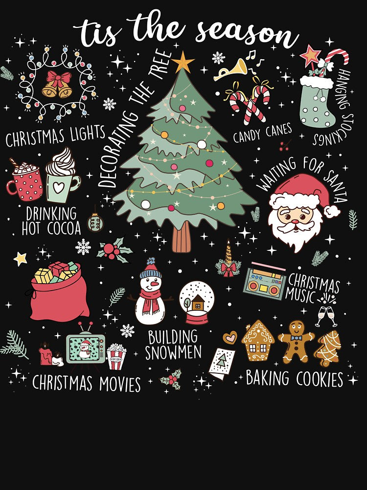 Vintage Christmas Doodle Shirt Retro Holiday Graphic Tee by LessIsLoud