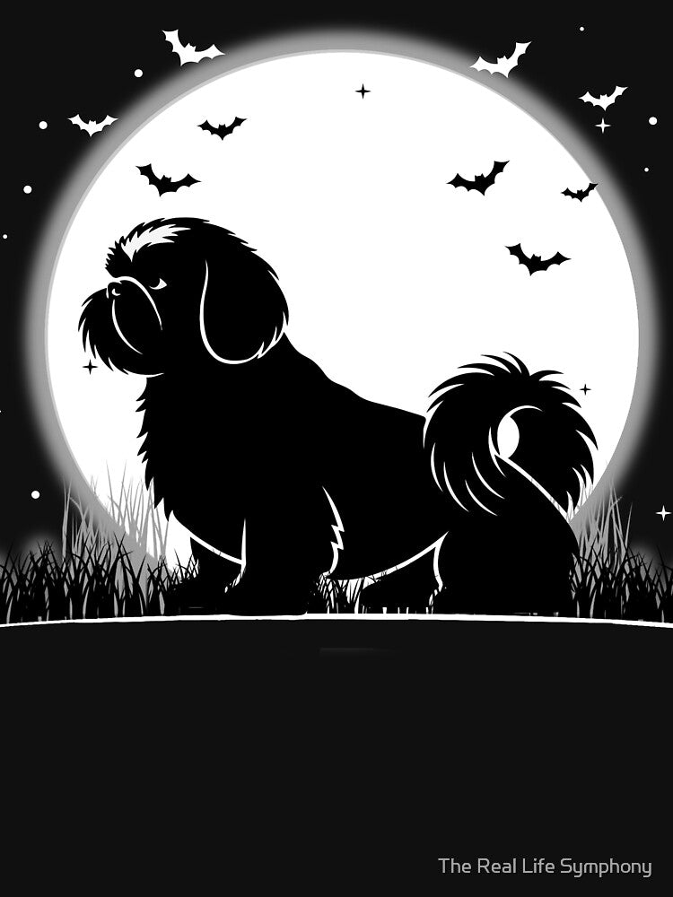 Shih Tzu Dog – Halloween Moon Silhouette by The Real Life Symphony