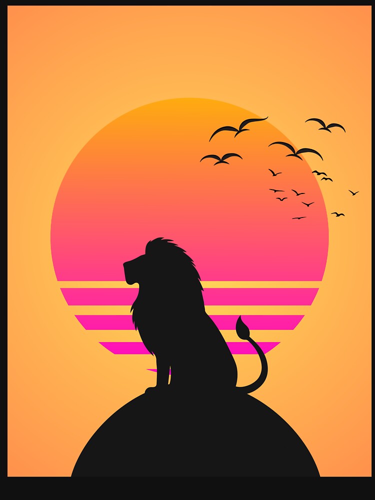 Retro Lion Sunset Silhouette | Vintage Wildlife Design by LeonixPrint