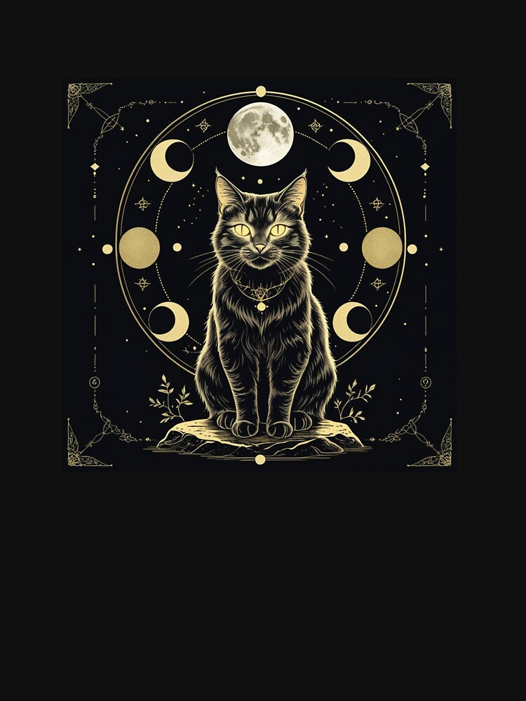 The Moon – Mystical Cat Tarot Card T-Shirt by Almond Paper Co.
