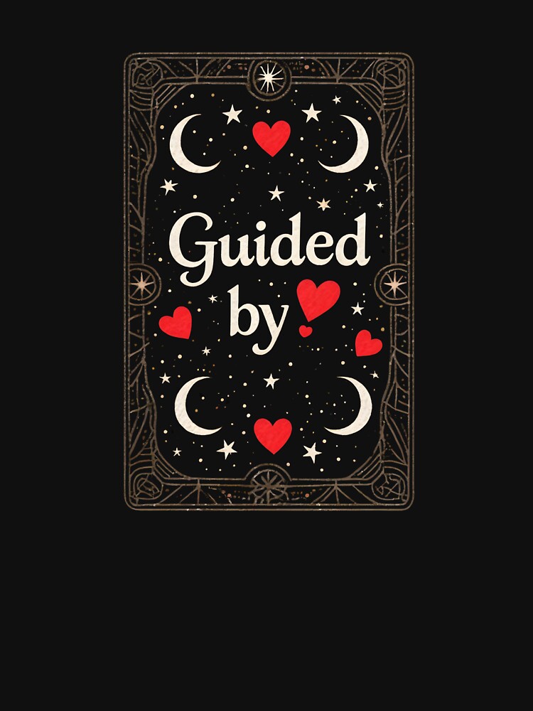 Guided by Love – Celestial Tarot Card Design  Mystical Moon & Heart T-Shirt by JaroPrints