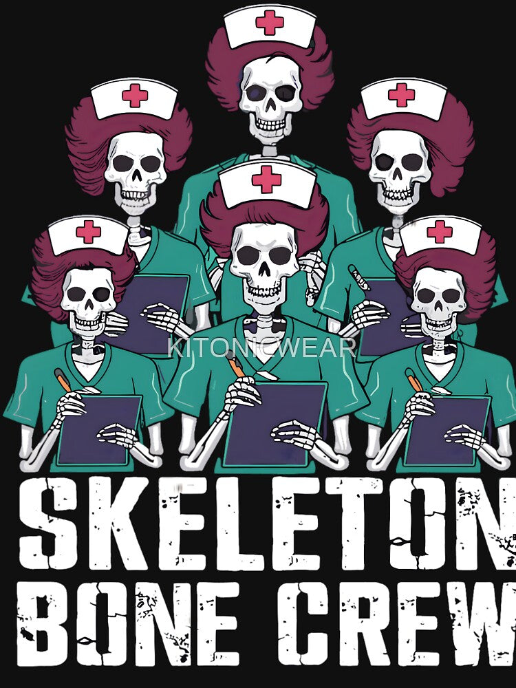 Halloween Nurse Skeleton Bone Crew by KitonicTees