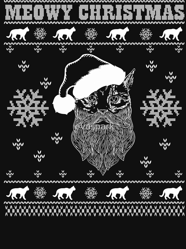 Cat Kitten Meowy Christmas Ugly Sweater T-Shirt by evaspark