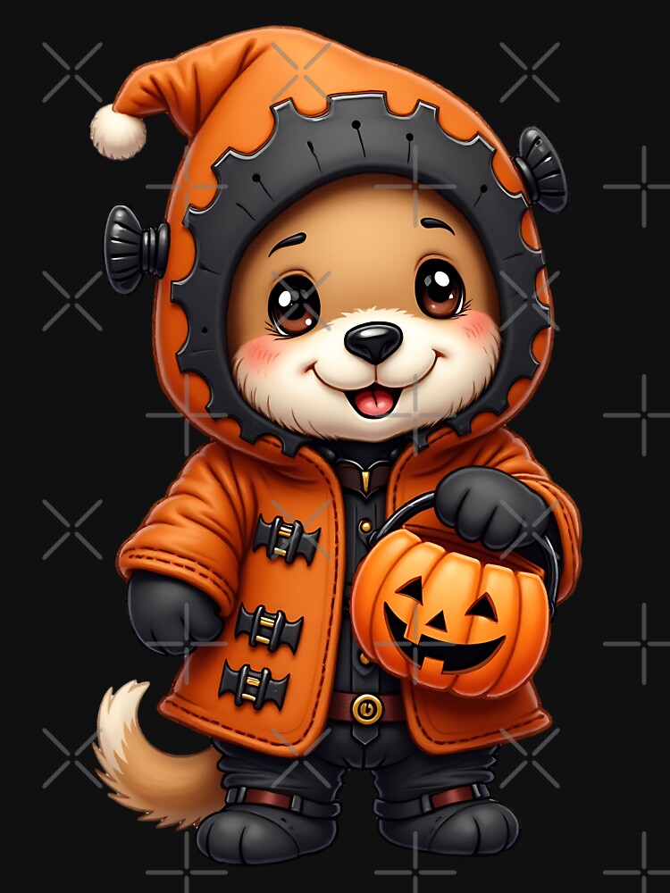 Halloween Dog, Cute Puppy, Spooky Dog, Orange Hoodie Dog, Kawaii Pet, Trick or Treat, Funny Halloween Puppy by ArtDesignTp
