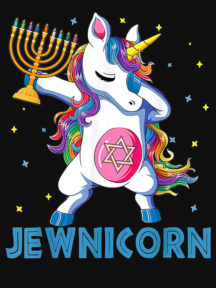 Jewnicorn Funny Hanukkah Unicorn Gift Girl Women Pajamas T-Shirt by Azim-Stefan