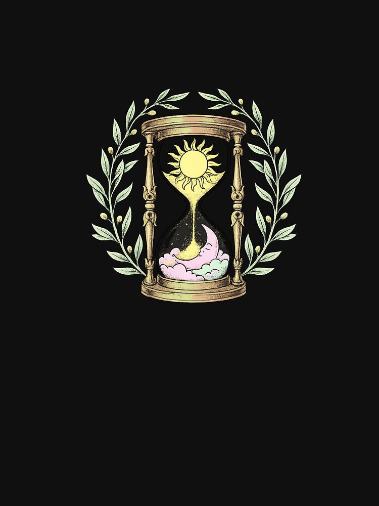 Sun Moon Hourglass Celestial Botanical Vintage Mystical Art by VibeMax