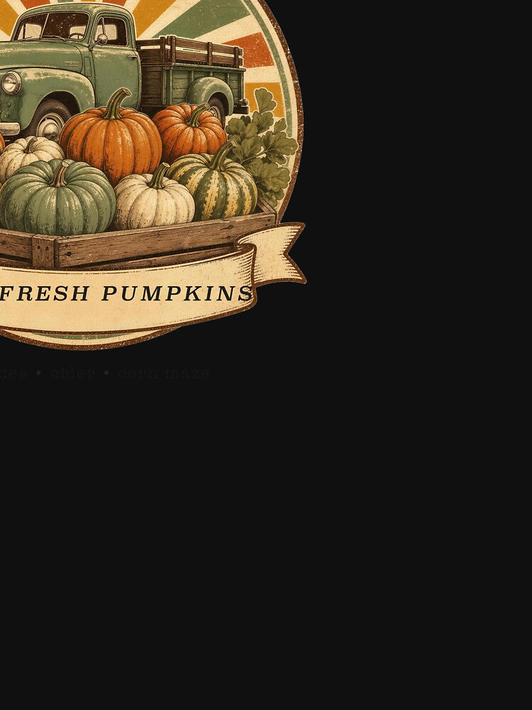 Farm Fresh Pumpkins Vintage Truck Fall Badge by RetroThreadWorks