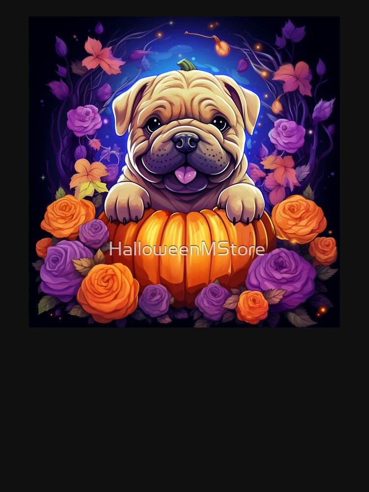 Spooktacular Paws Shar-Pei Dog inside a Pumpkin by HalloweenMStore