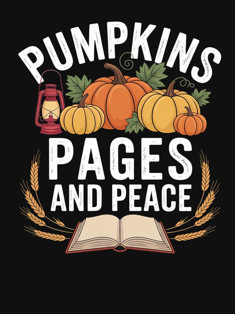 Pumpkins Pages and Peace Cozy Autumn Reading Book Lover by genkihikki