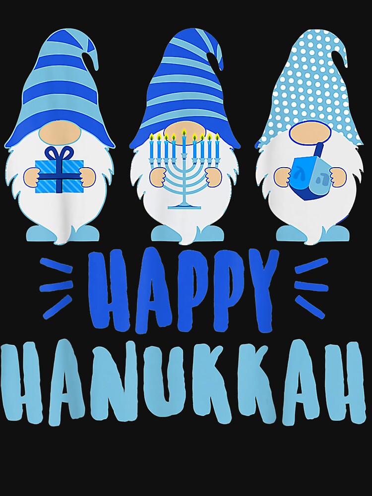 Happy Hanukkah 2021 Gnome Menorah Dreidel Ugly Christmas T-Shirt by Chambers-Avara