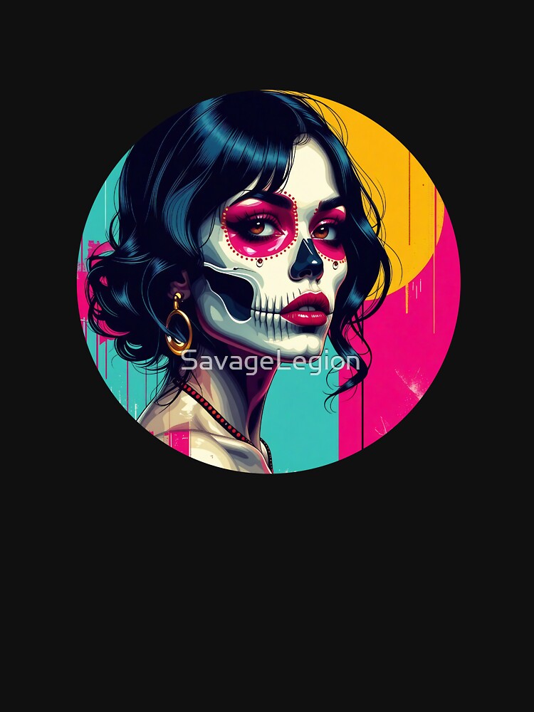 80s, pinup, glamor, pretty, woman, girl power, 80s skull, sugar skull, pretty skull, dia de los muertos, pretty dia de los muertos by SavageLegion