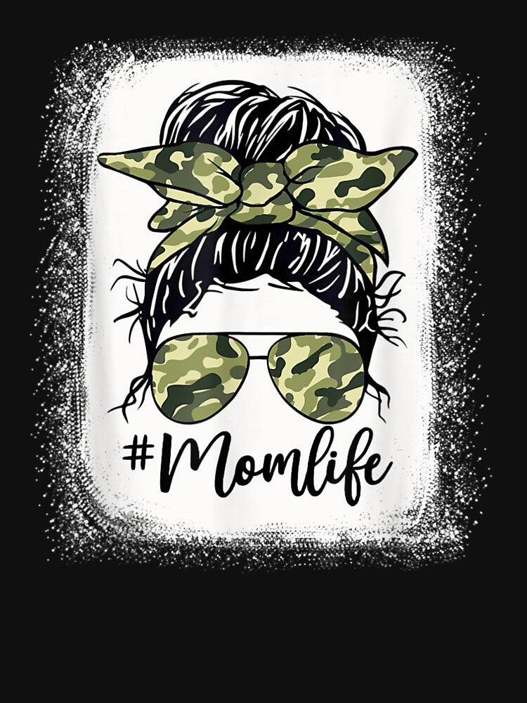 Camouflage Mom Life Messy Bun Bleached Mother's Day by DeannaMarks