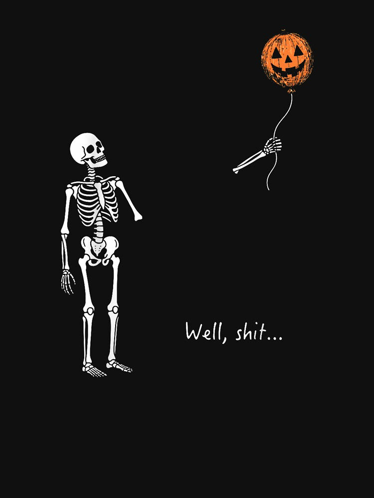 Funny Skeleton Lost Pumpkin Balloon Retro Halloween by houdalego