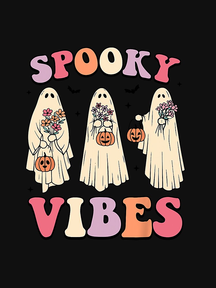 Groovy Halloween Spooky Vibe Retro Flower Ghost by mainana78