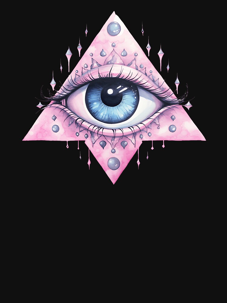 Kawaii Pastel Goth Inspired Pink Watercolor Illuminati Eye by JstPeachy