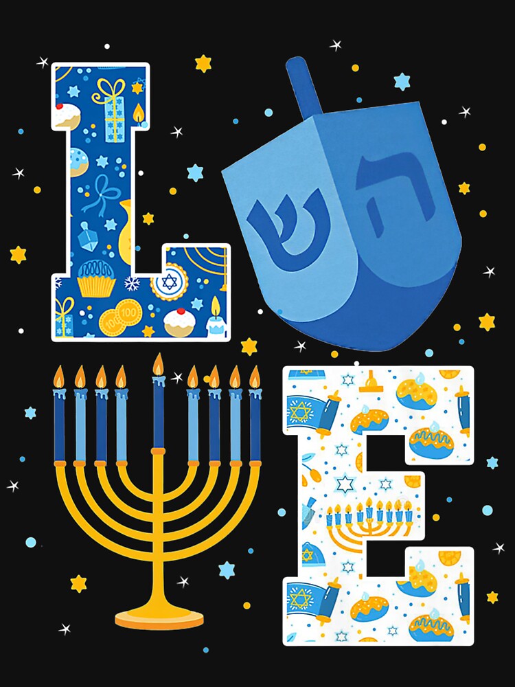 LOVE Cute Hanukkah Decorations Dreidel Menorah Chanukah Premium T-Shirt by Besnier-Rahel