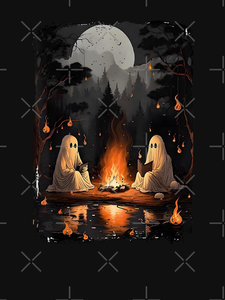 Camping Halloween Ghost Reading Book by Cutefy