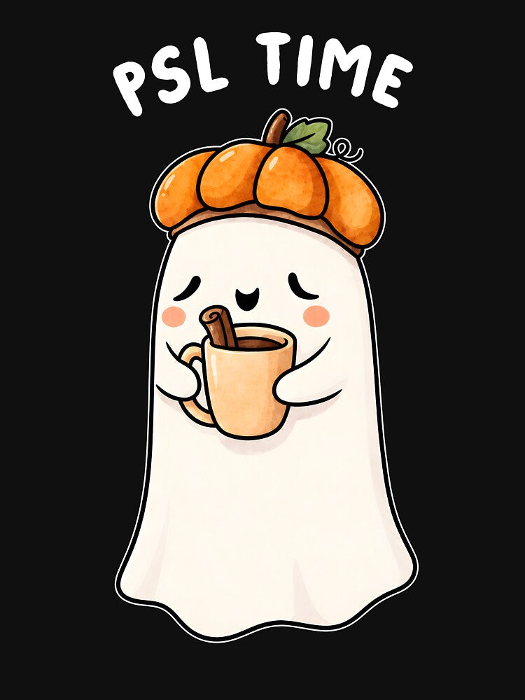 PSL Time Ghost Holding Coffee Pumpkin Spice Latte Halloween by MarlaMaloneShop