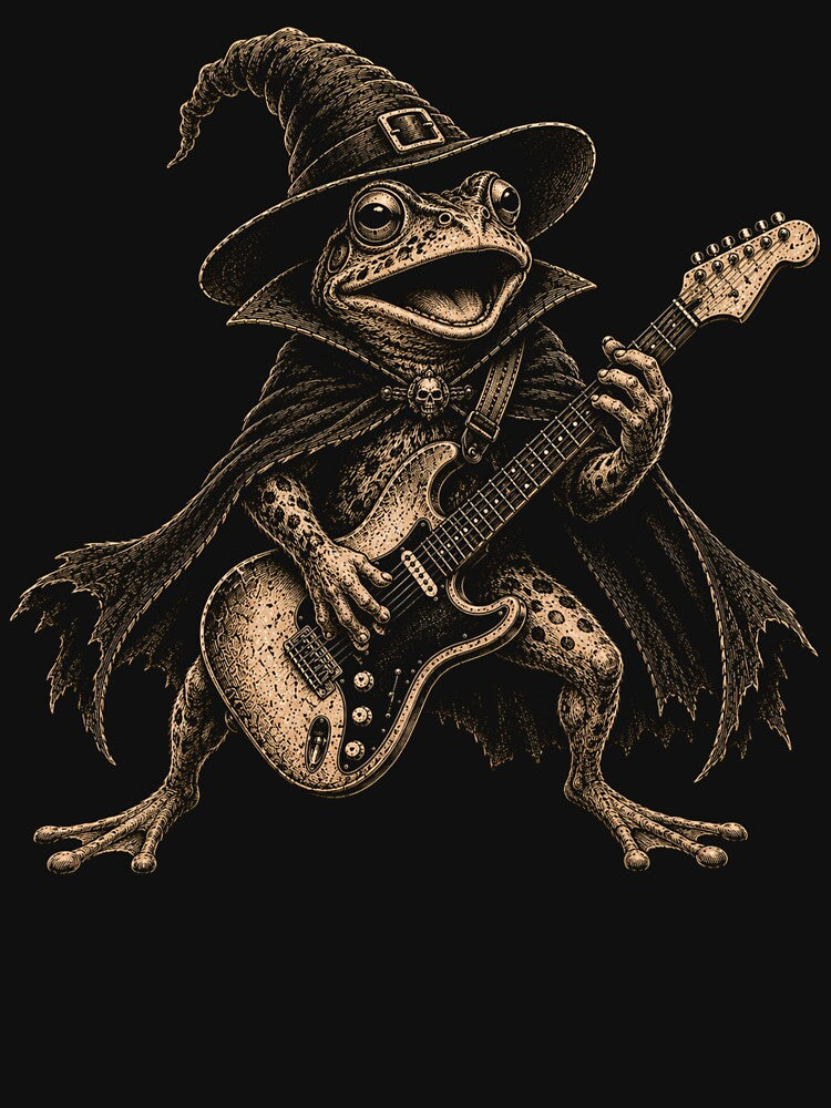 Halloween frog Playing Electric Guitar Funny Dog by Kladhadredo