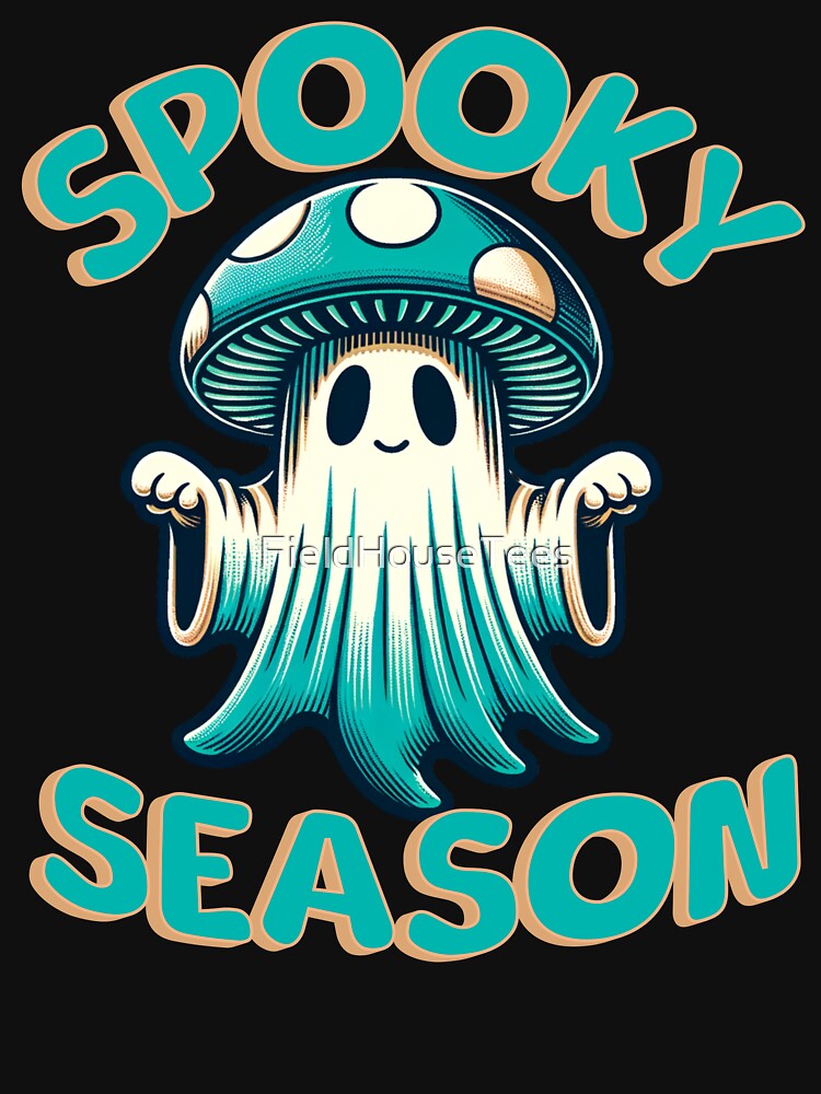 Spooky Season Ghost Mushroom Halloween Art by FieldHouseTees