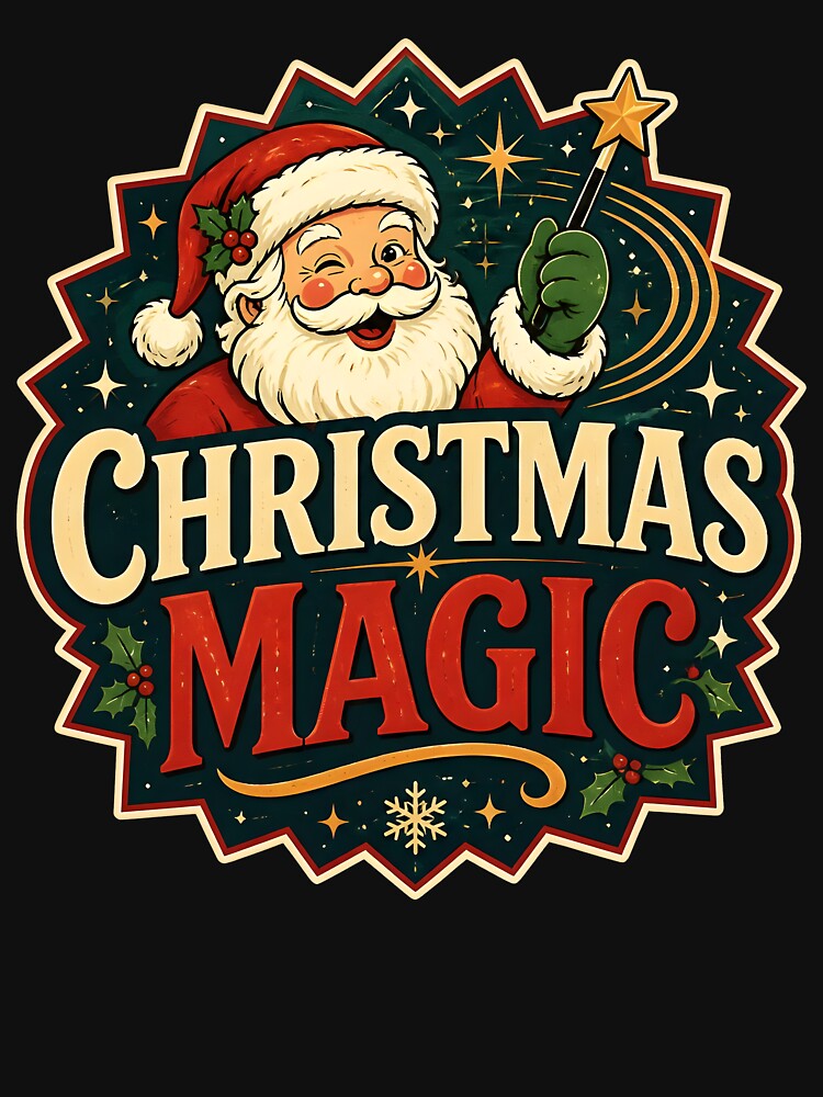Christmas Magic Vintage Retro Badge Christmas Design by OliviaHayesArt