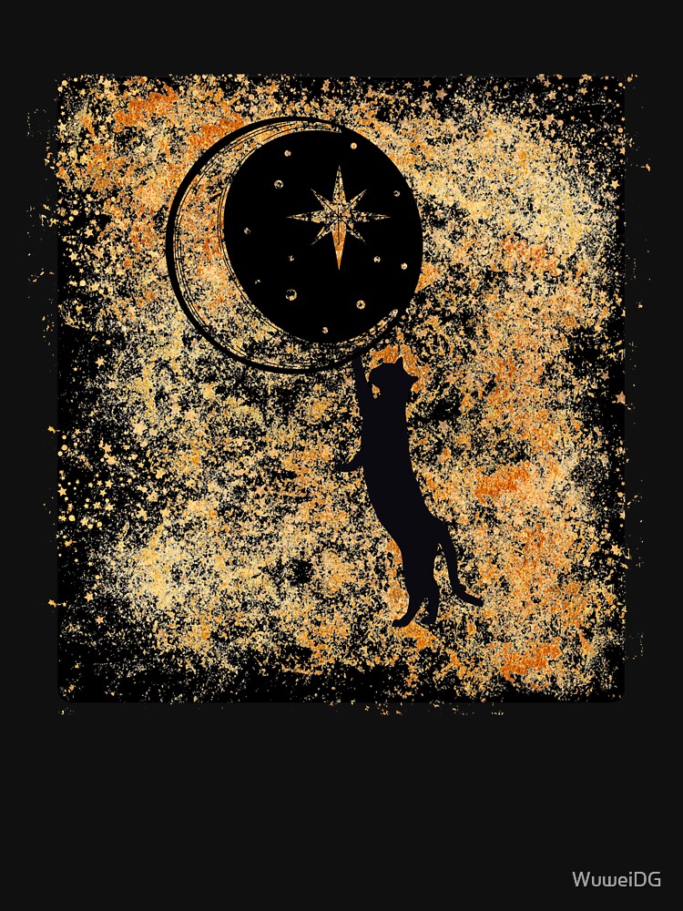 The cat on the moon boho design, gift for cat owners by WuweiDG