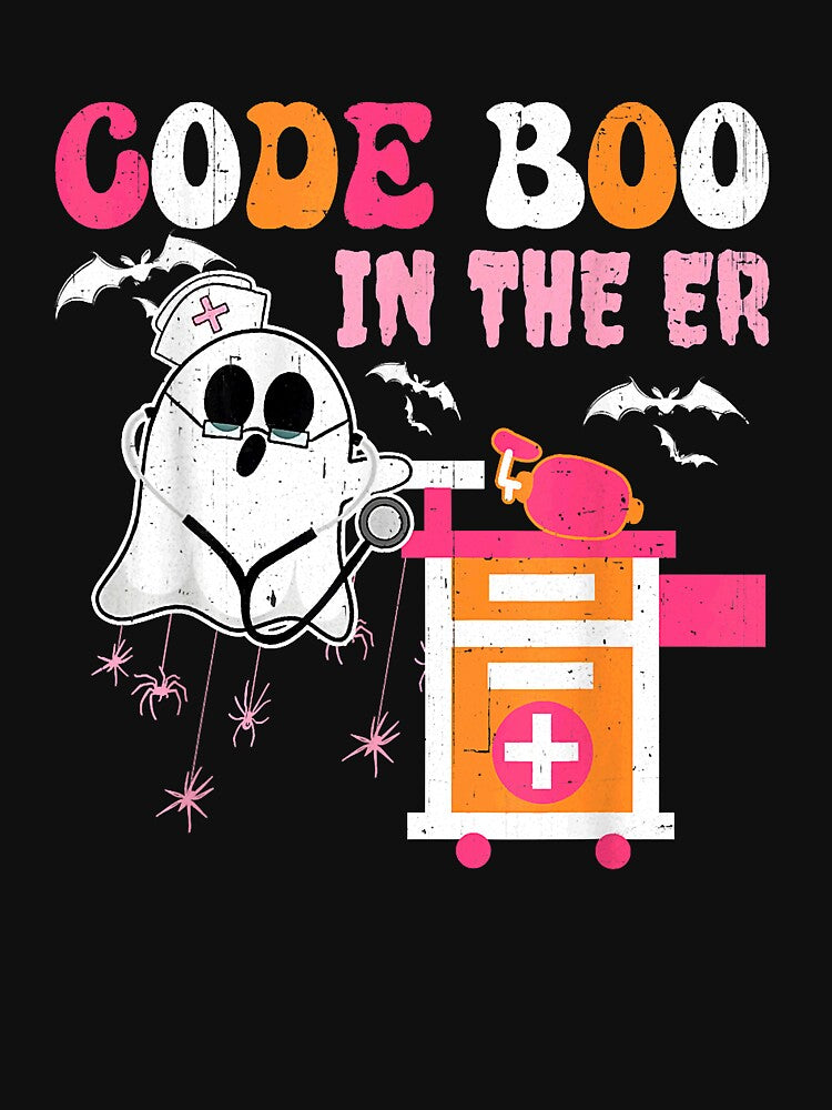 Retro Halloween ER Shirt, Code Boo In The ER Halloween Horror Er Shirt, ER Nurse Halloween Shirt, Er Nurse Shirts by dannetteleann
