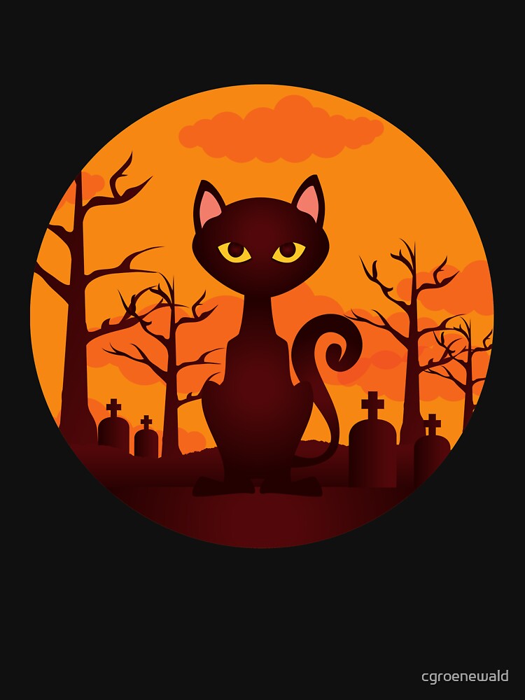 Halloween Graveyard Black Cat by cgroenewald