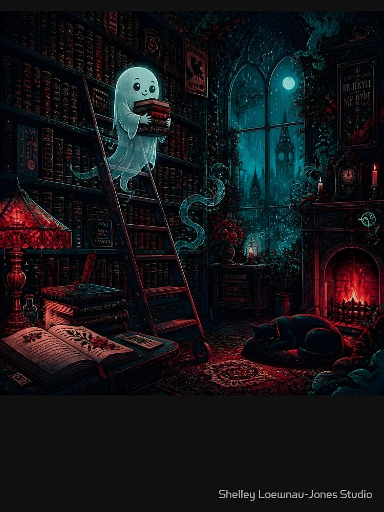 Bookish Library Ghost by Shelley Loewnau-Jones Studio
