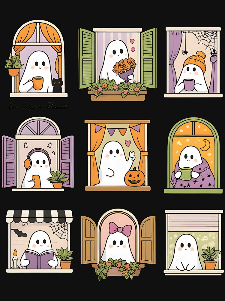 Spooky Halloween Ghost Shirt. Too Cozy To Haunt Tee Bookish Librarian Reader by charleevanero