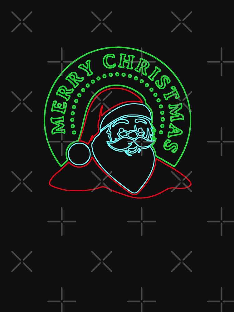 Retro Neon Sign Santa Claus Merry Christmas by MOP-tees