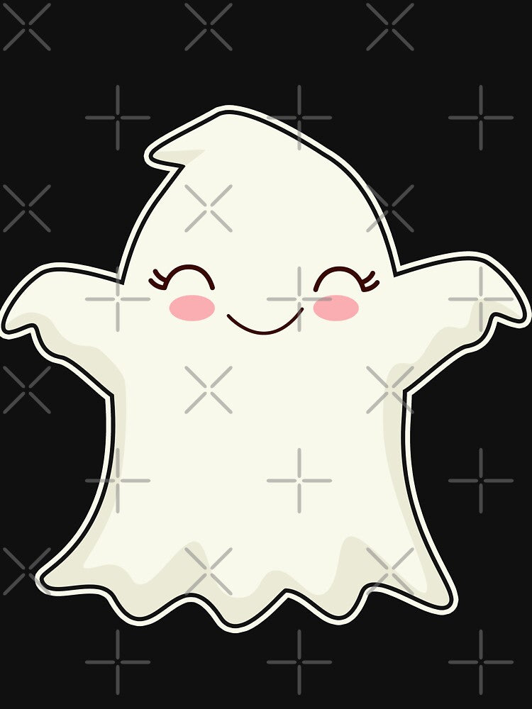 Cute ghost Face Emoji design/ Kawaii Anime Ghost Halloween Boo by Noahlaz