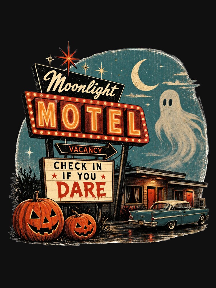 Vintage Haunted Motel Halloween  – Spooky Ghost Retro Road Trip by PIXENTRA