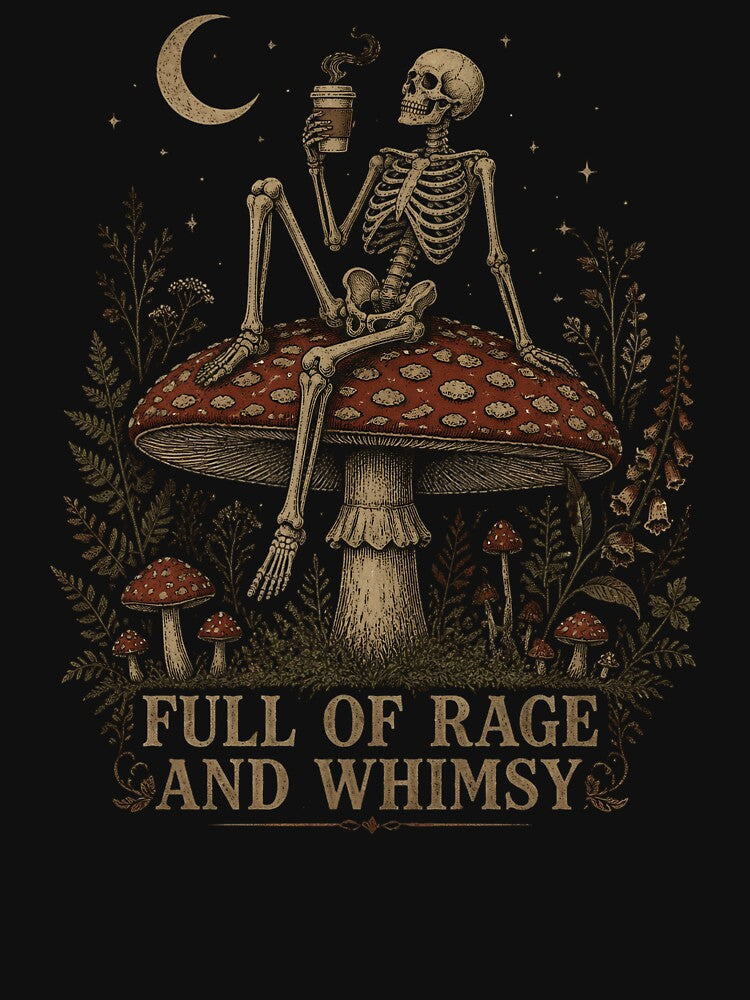 Gothic Skeleton Mushroom, Full of Rage and Whimsy, Spooky Forest Halloween Art by Zizo-DR44